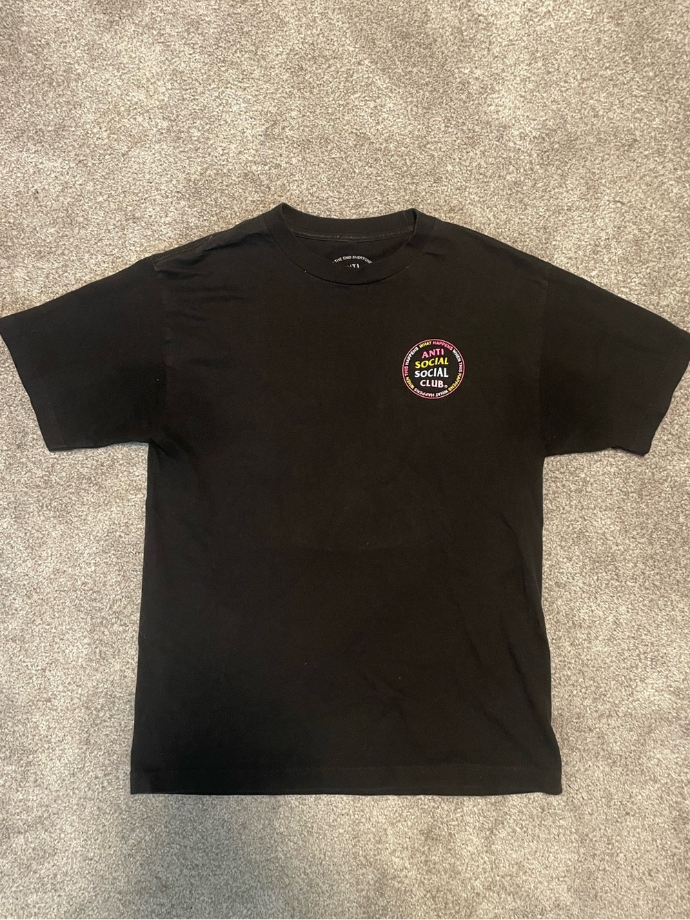 Anti Social Social Club Black Tee with Multicolor Chest Patch